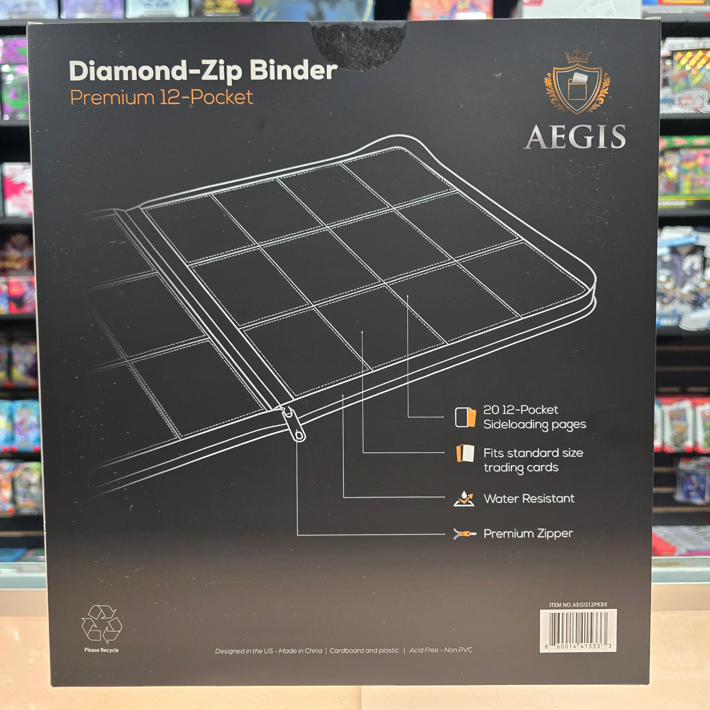 Aegis: 12-Pocket Diamond-Zip Binder (Black) - Image 7