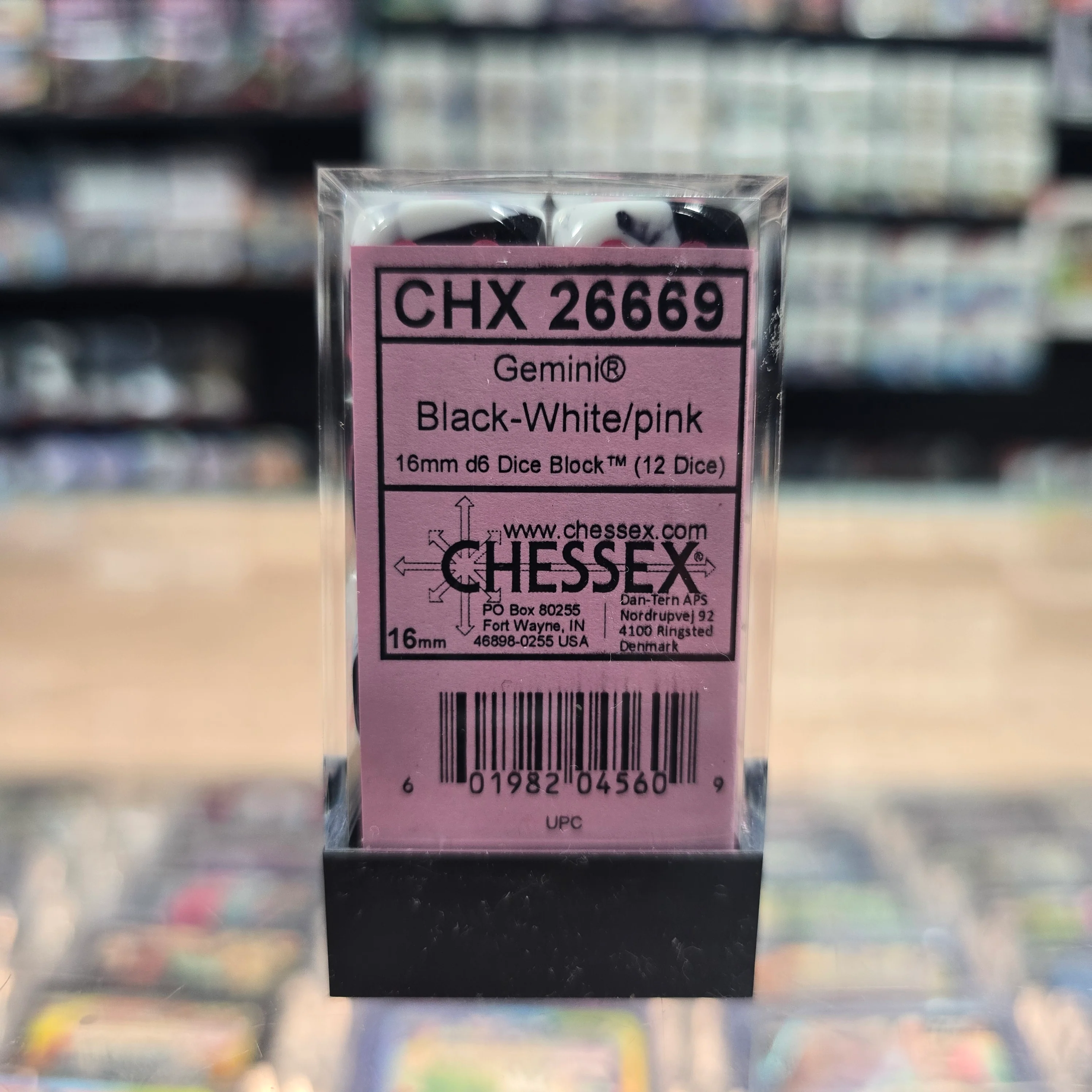 Chessex: Gemini - 16mm D6 36PC Dice Block (Black-White & Pink) - Image 4
