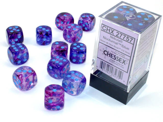 Chessex: Nebula - Luminary - 16mm D6 36PC Dice Block (Nocturnal & Blue) - Image 3
