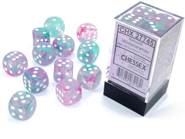 Chessex: Nebula - Luminary - 16mm D6 36PC Dice Block (Wisteria & White) - Image 3