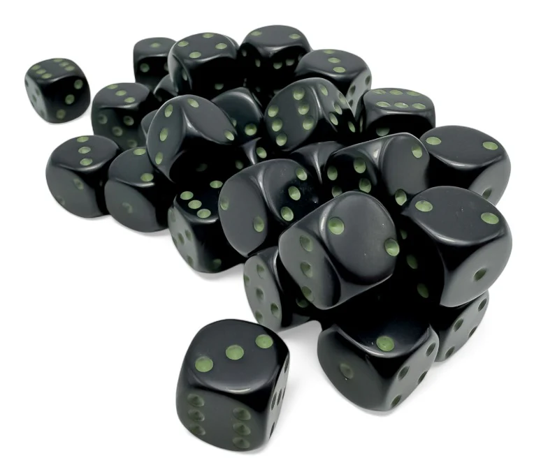 Chessex: Opaque - 12mm D6 36PC Dice Block (Black & Green)