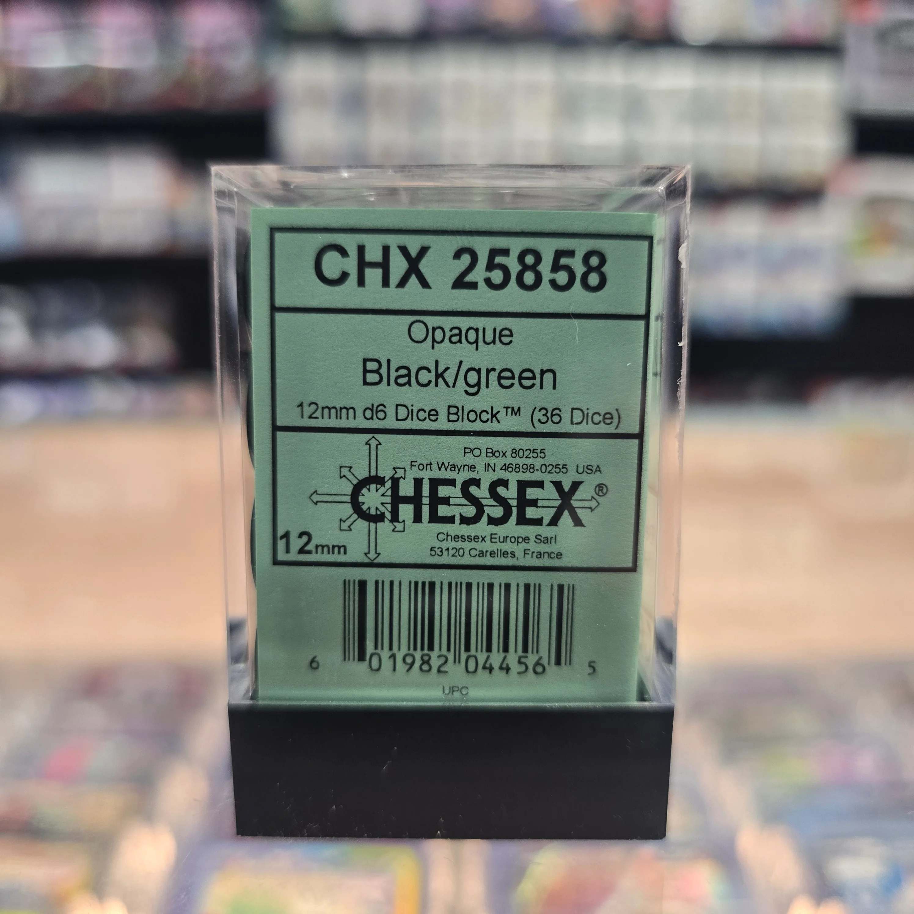 Chessex: Opaque - 12mm D6 36PC Dice Block (Black & Green) - Image 4