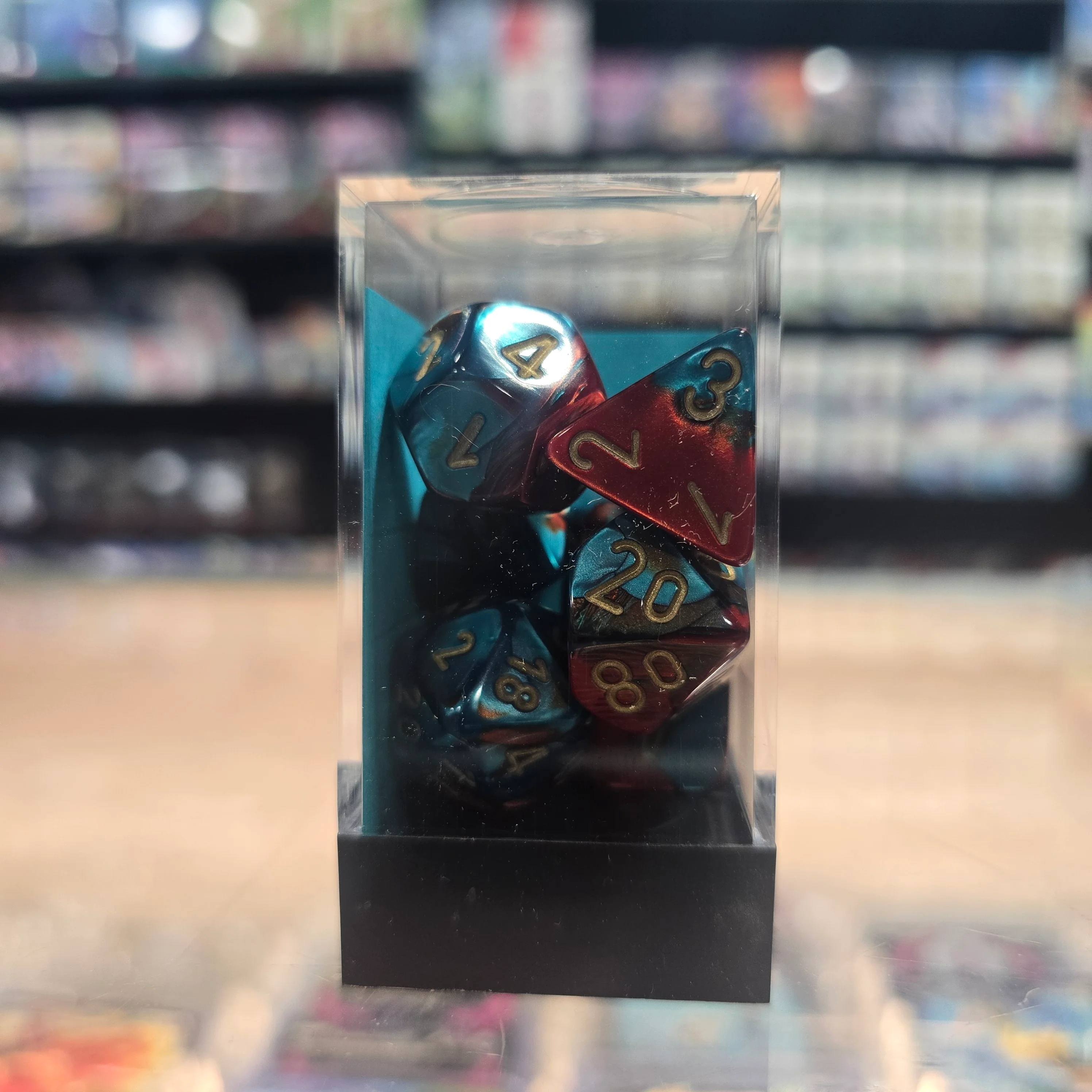 Chessex: Poly Dice Set - Gemini 7PC (Red-Teal & Gold) - Image 4