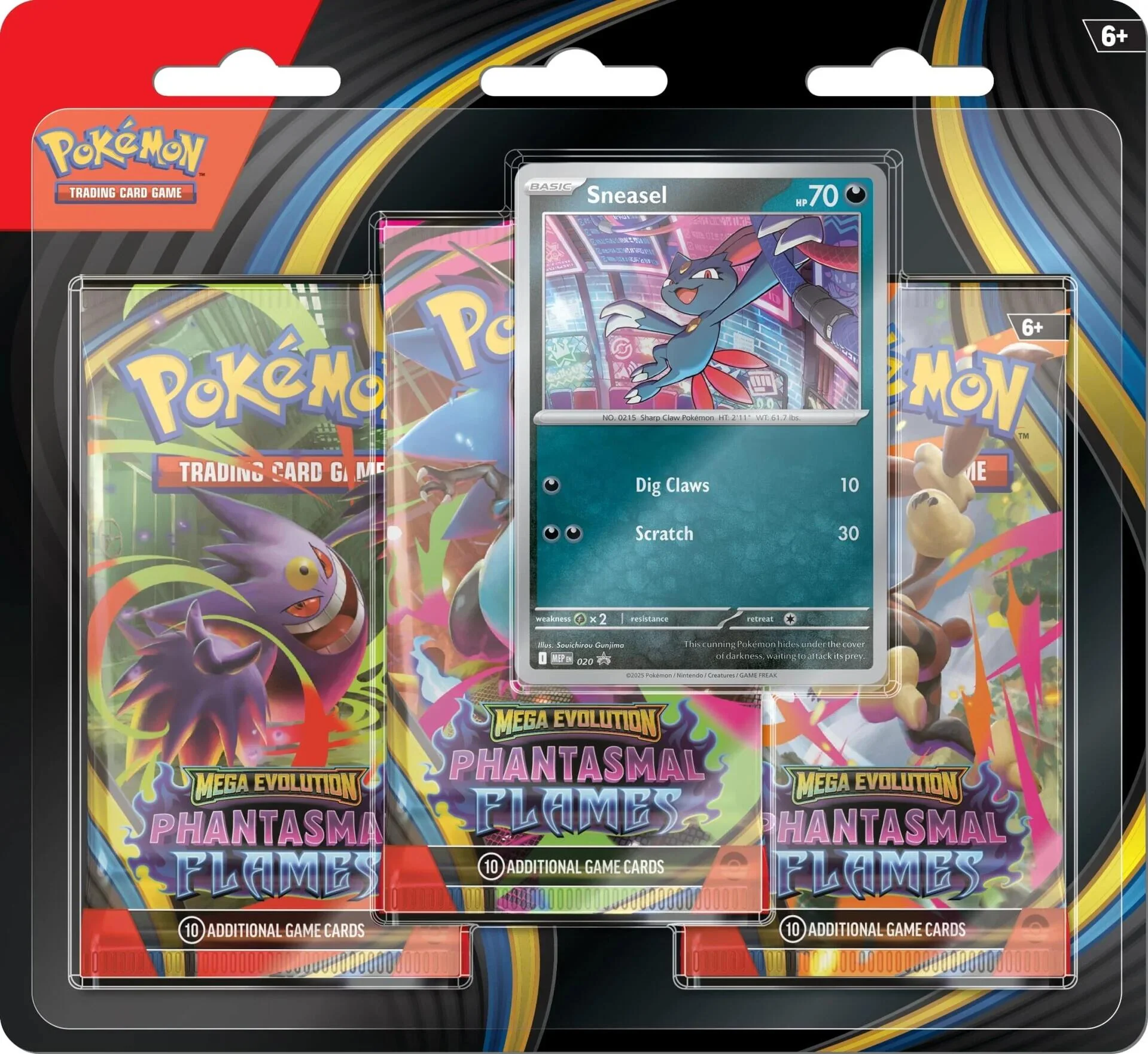 Pokémon TCG: Mega Evolution: Phantasmal Flames - 3 Pack Blister (Sneasel) (Limit 1) - Image 3