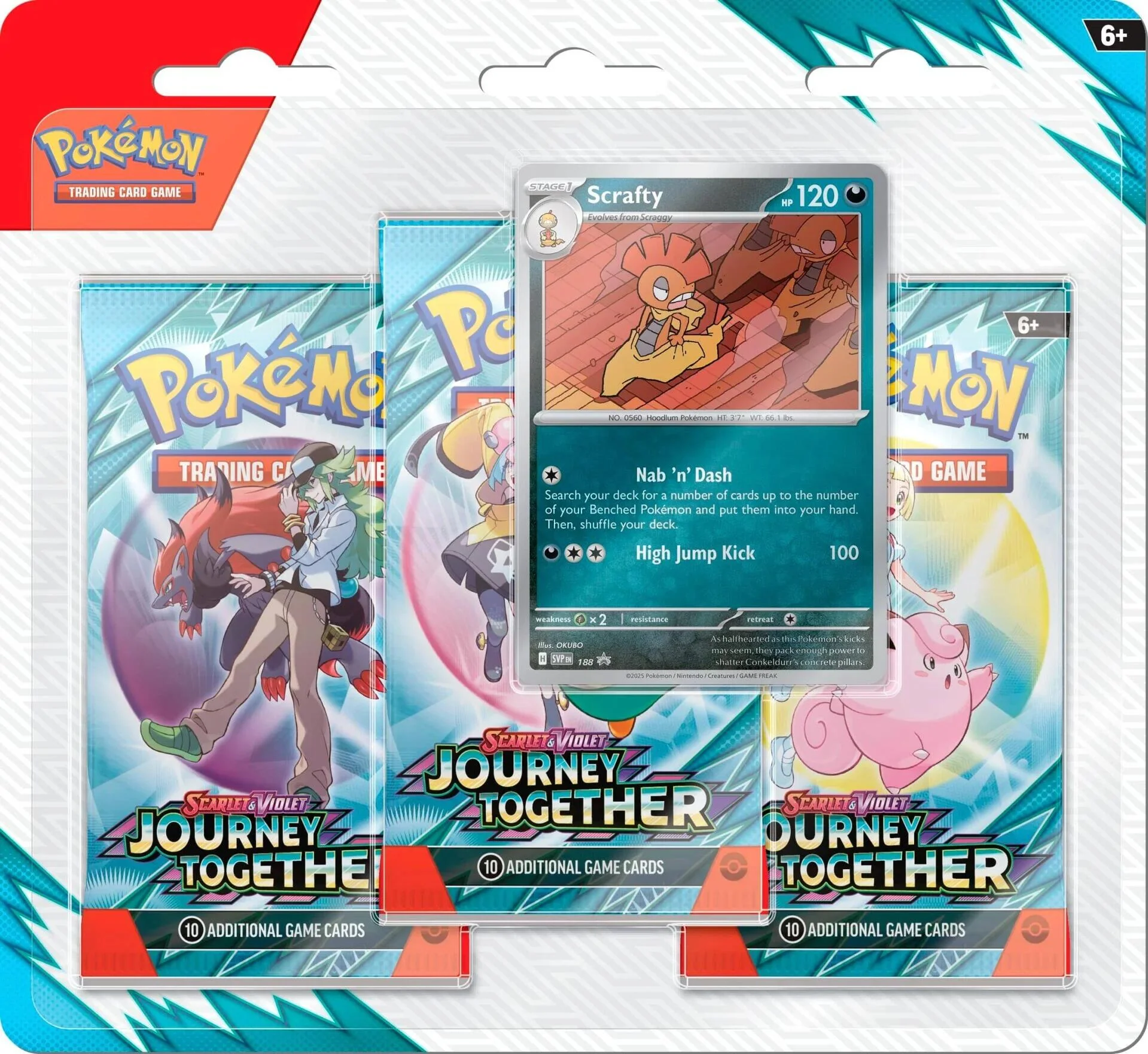 Pokémon TCG: Scarlet & Violet: Journey Together - 3 Pack Blister (Scrafty) - Image 3