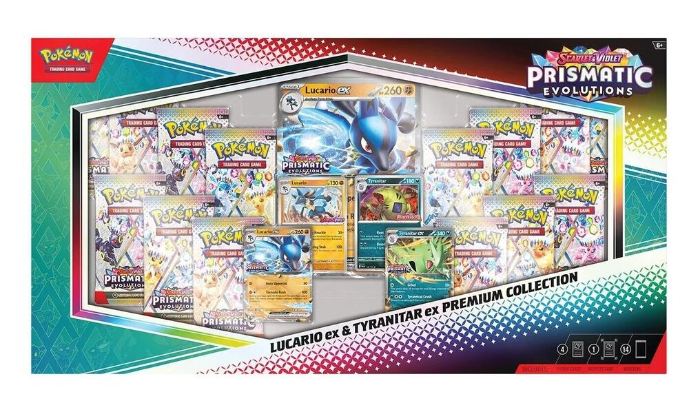 Pokémon TCG: Scarlet & Violet: Prismatic Evolutions Lucario ex & Tyranitar ex Premium Collection - Image 3