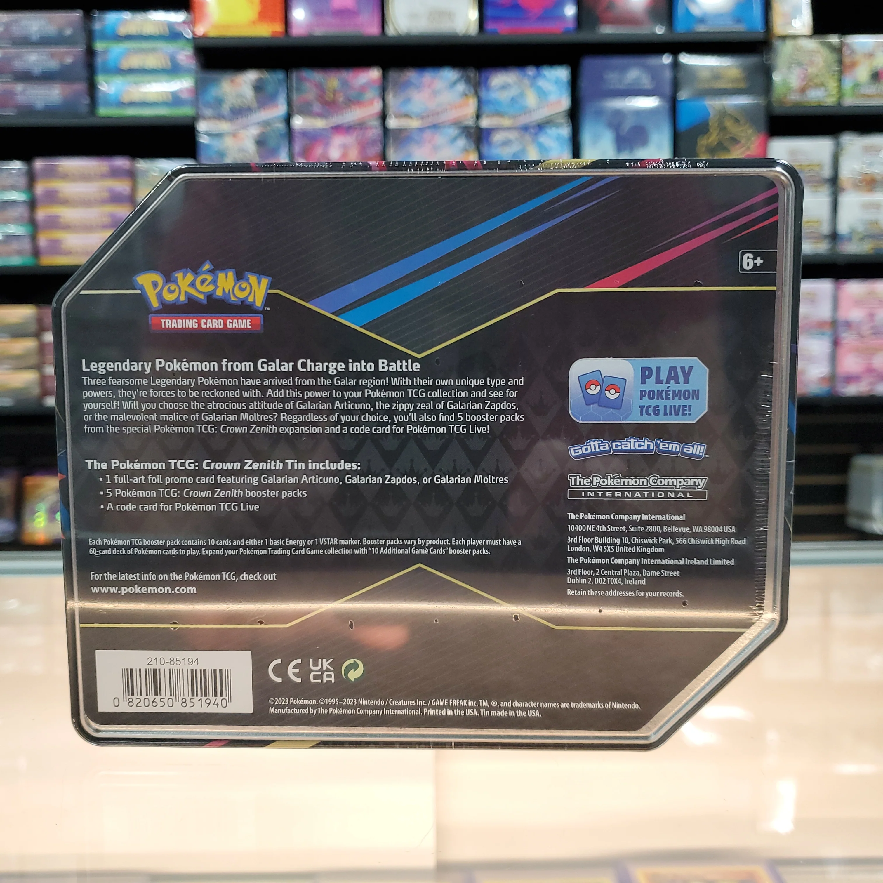 Pokémon TCG: Sword & Shield: Crown Zenith - Tin (Galarian Zapdos) - Image 3