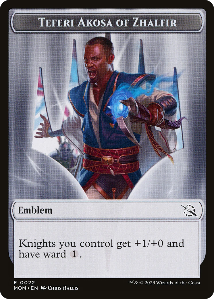 Treasure (20) // Teferi Akosa of Zhalfir Emblem Double-Sided Token [March of the Machine Tokens] - Image 2