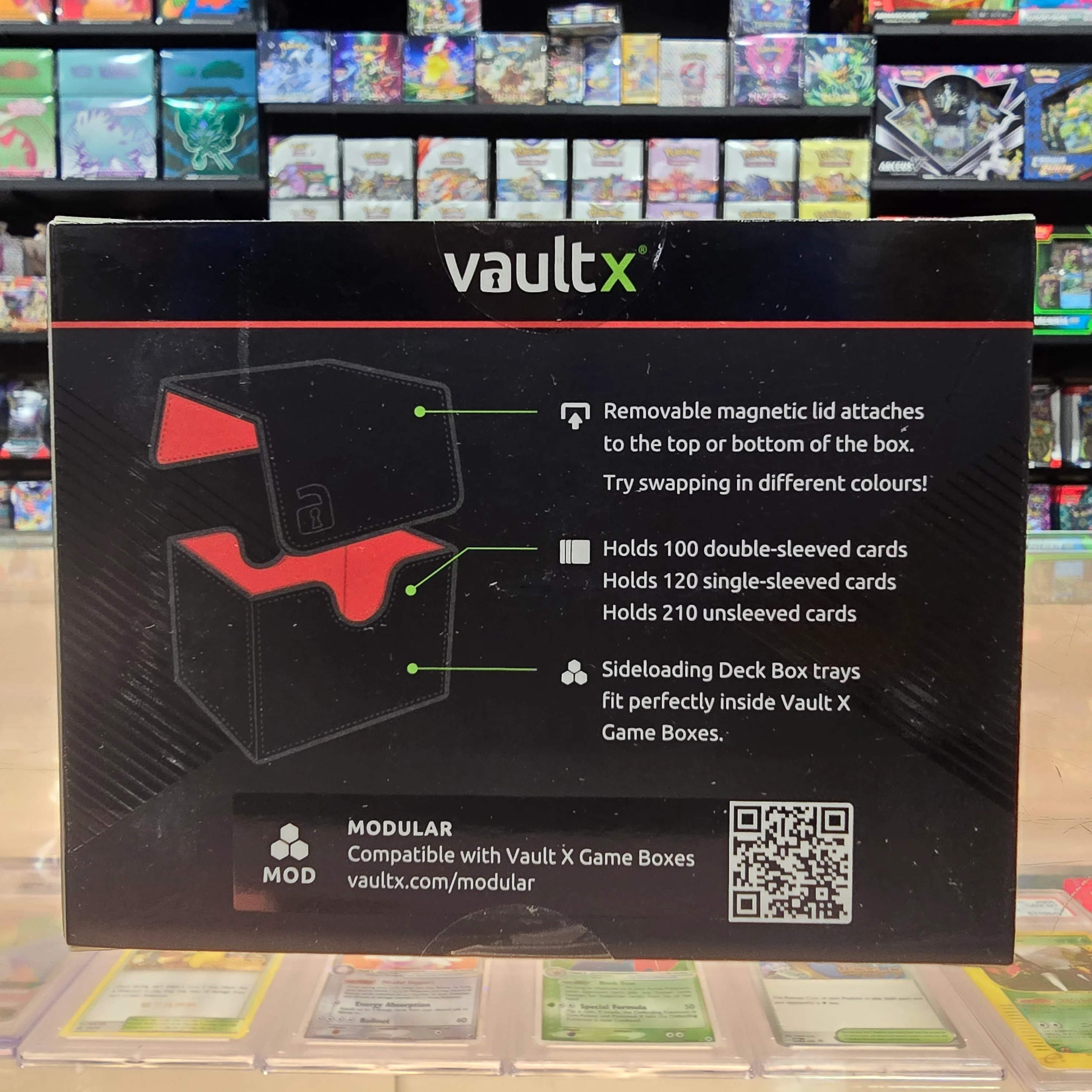 Vault X: Sideloading Deck Box 100+ CT (Black / Electric Red) - Image 6